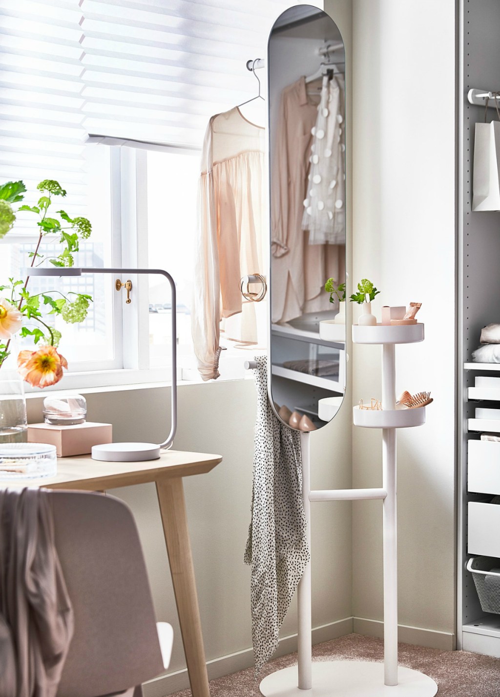 IKEA LIERSKOGEN Valet Stand with Mirror in bedroom