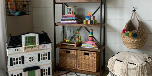 This Industrial Bookshelf is 64% Off, Ships Free, AND Keeps Stuff Organized