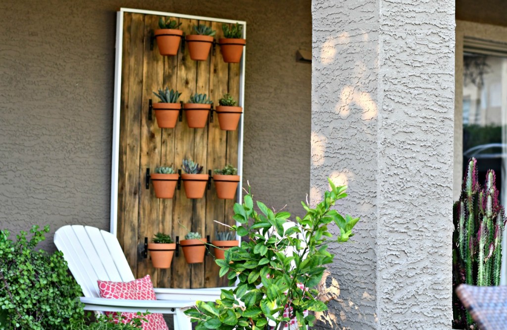 DIY backyard succulent wall hanging 