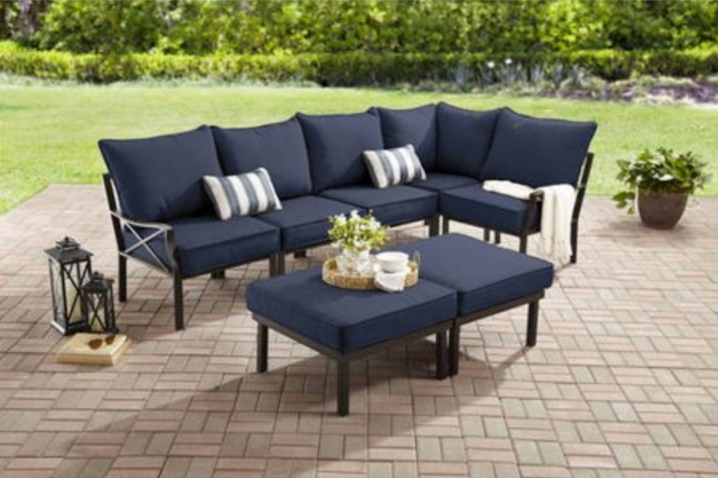 Mainstays Sandhill 7-Piece Outdoor Navy Sectional Set
