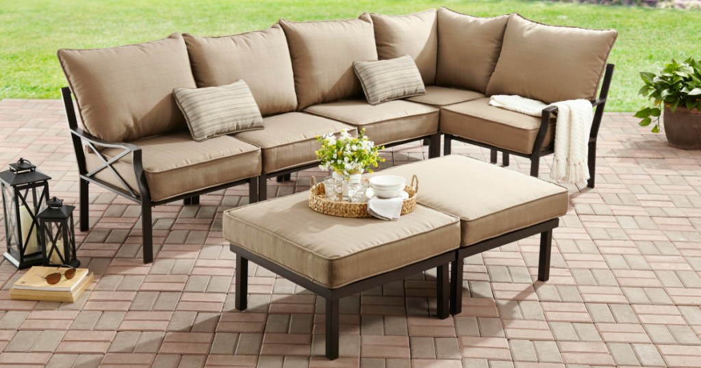 Mainstays Sandhill 7-Piece Outdoor Sofa Sectional Set