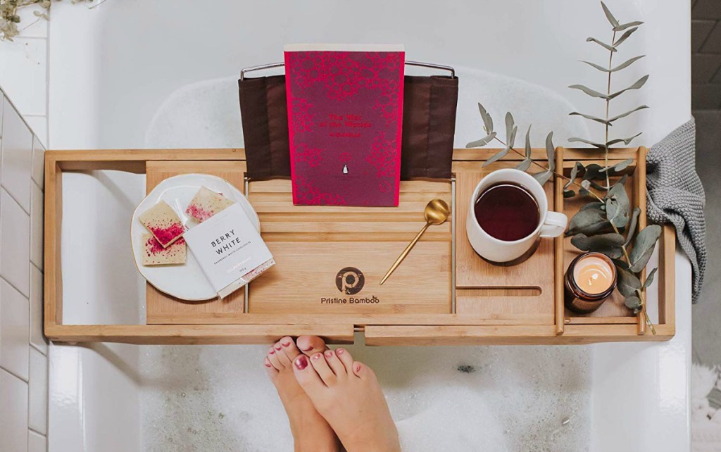 Pristine Bamboo Bathtub Caddy Tray