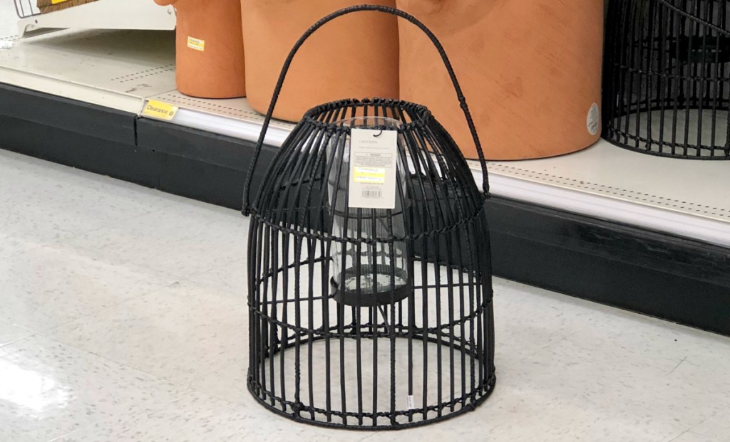 Project 62 Iron and Rattan Pillar Candle Holder Lantern