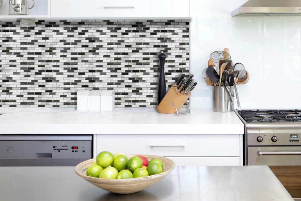 Smart Tiles Murano Metallik Grey Peel and Stick Wall Tile Backsplash
