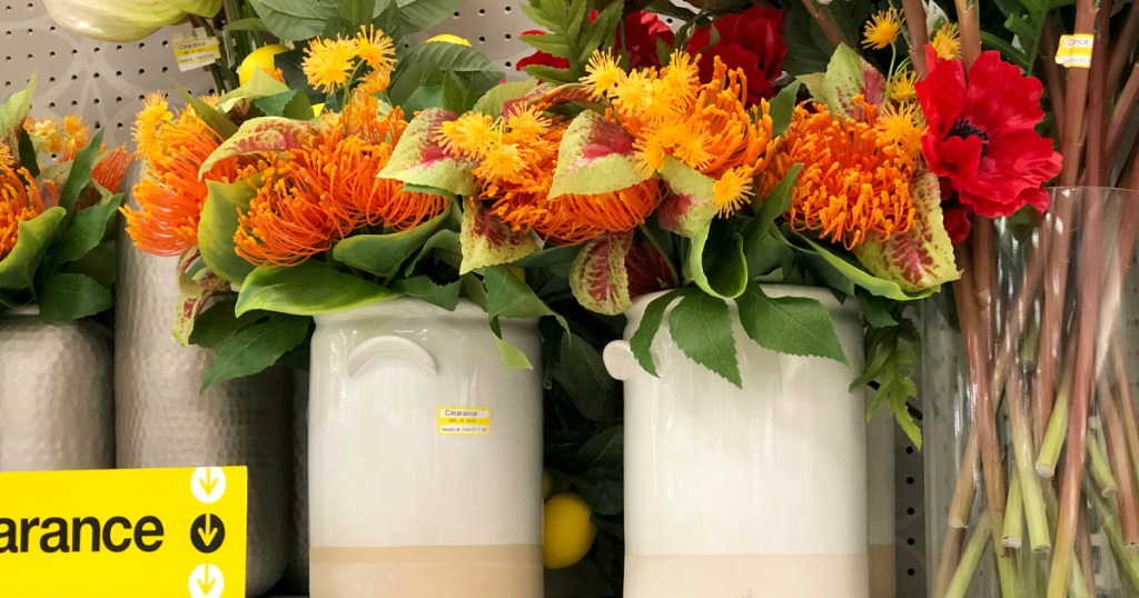 cream vase with colorful flowers at Target