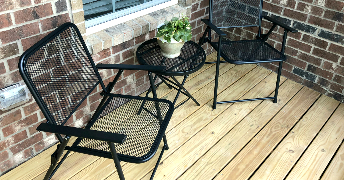 This Metal Folding Patio Table Set Is, Folding Steel Mesh Patio Chairs