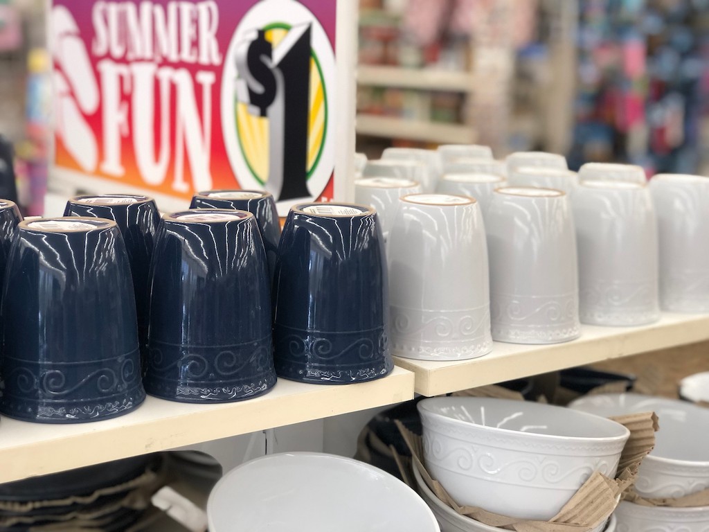 $1 mugs and bowls at Dollar Tree 