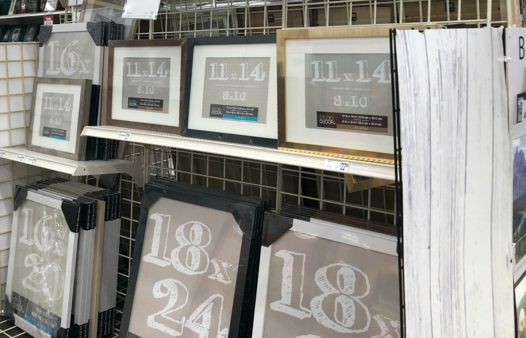 display of photo frames at Michaels