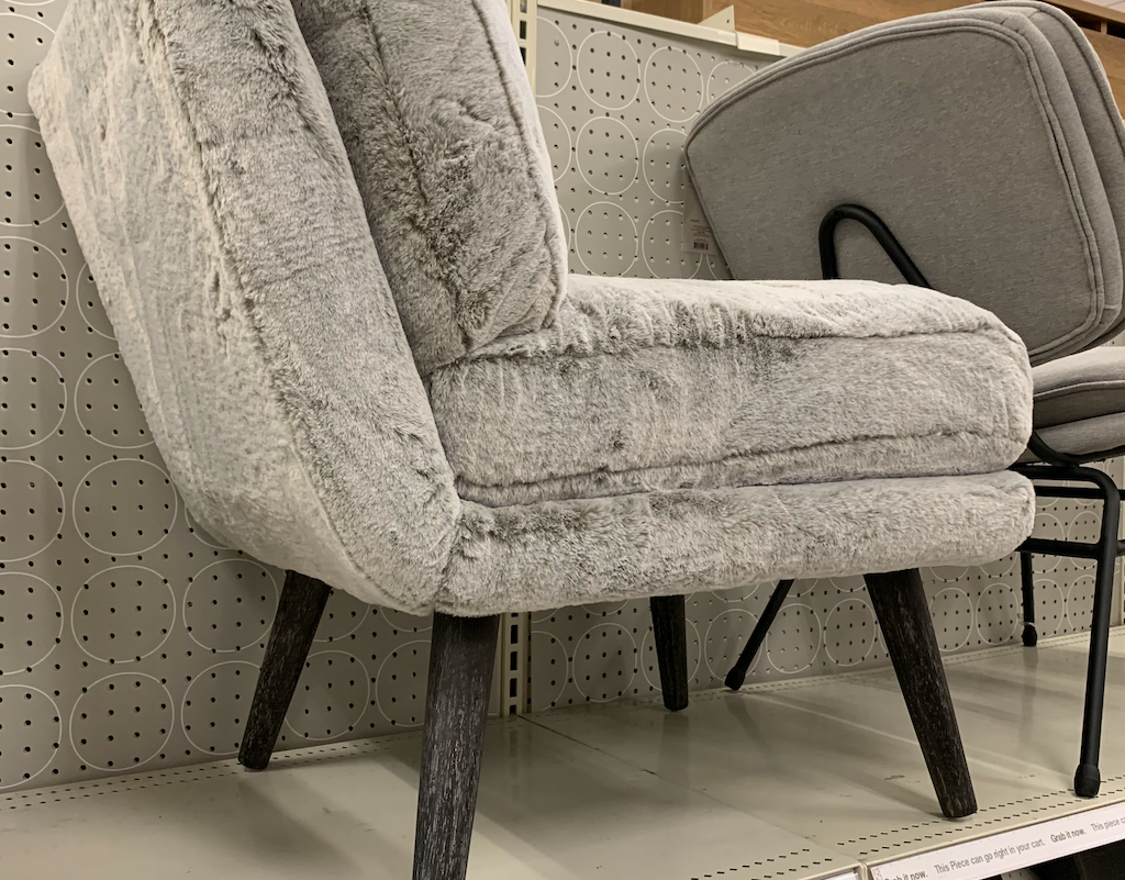 close up of soft and fuzzy chair at Target 