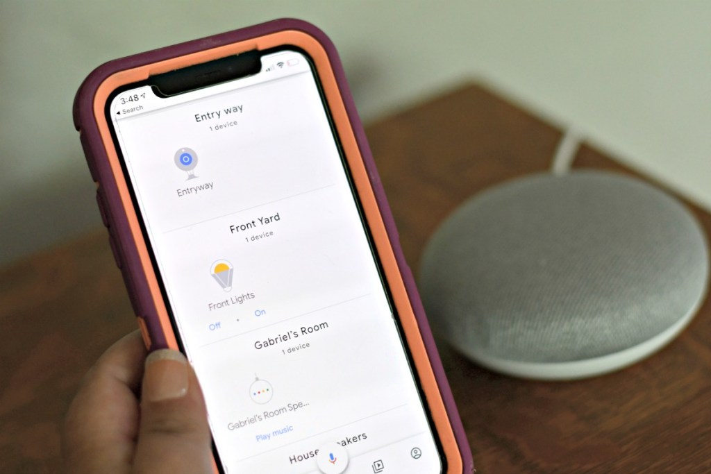 using google home app to turn on front and back lights on device
