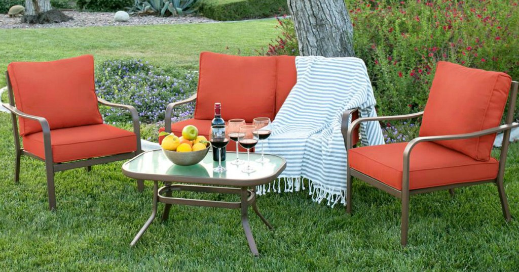 4-Piece Outdoor Patio Furniture Set - Red or Beige