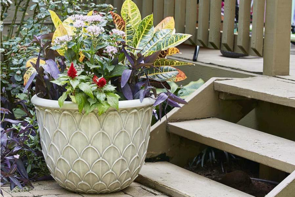 planter with flowers