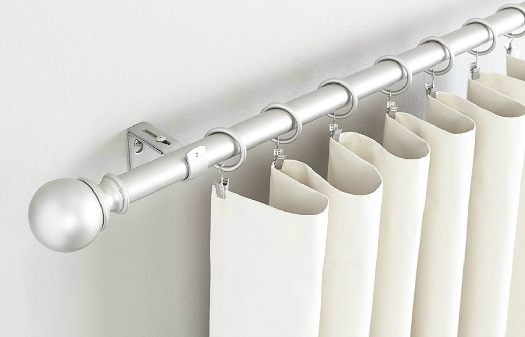 AmazonBasics 1″ Wall Curtain Rod with Round Finials