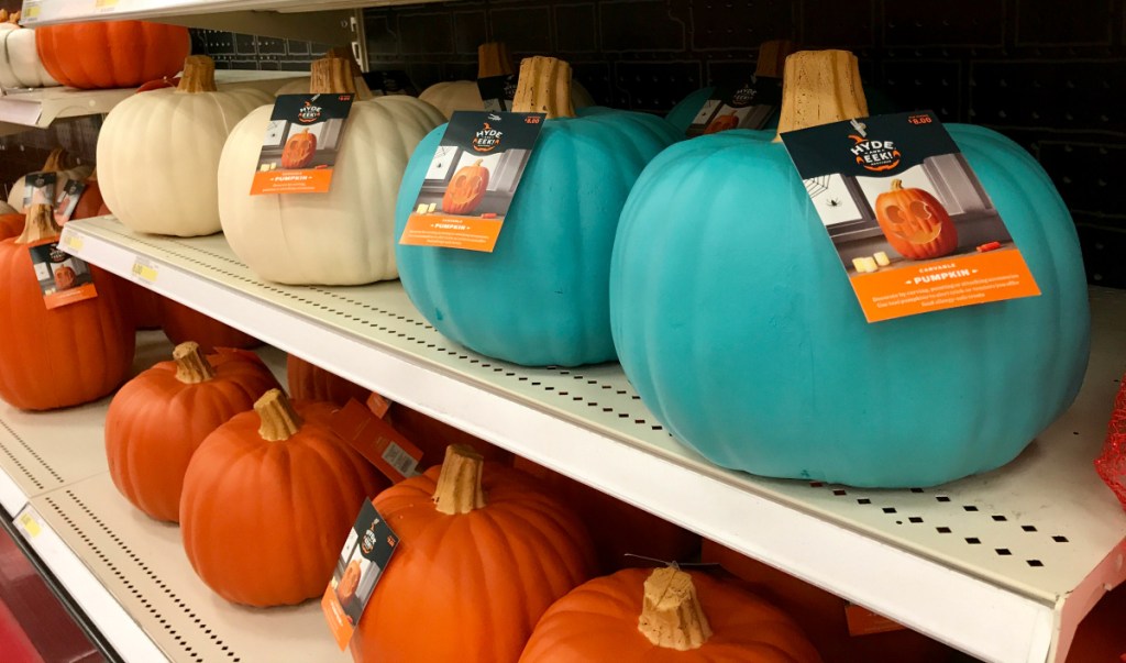 white and teal pumpkins