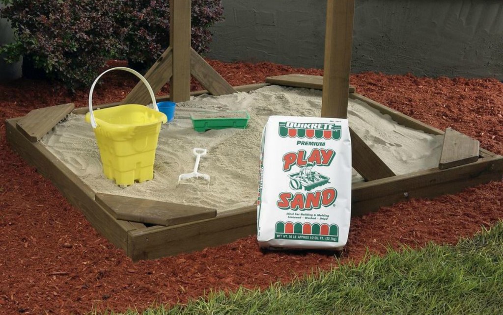 bag of play sand in yard