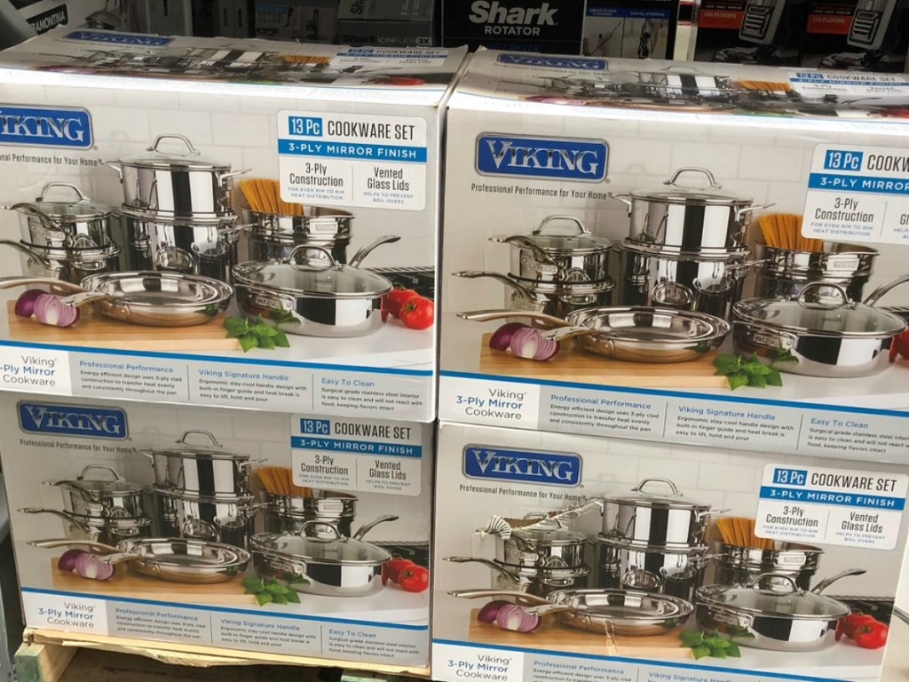 Viking Cookware Sets in boxes at Sam's Club