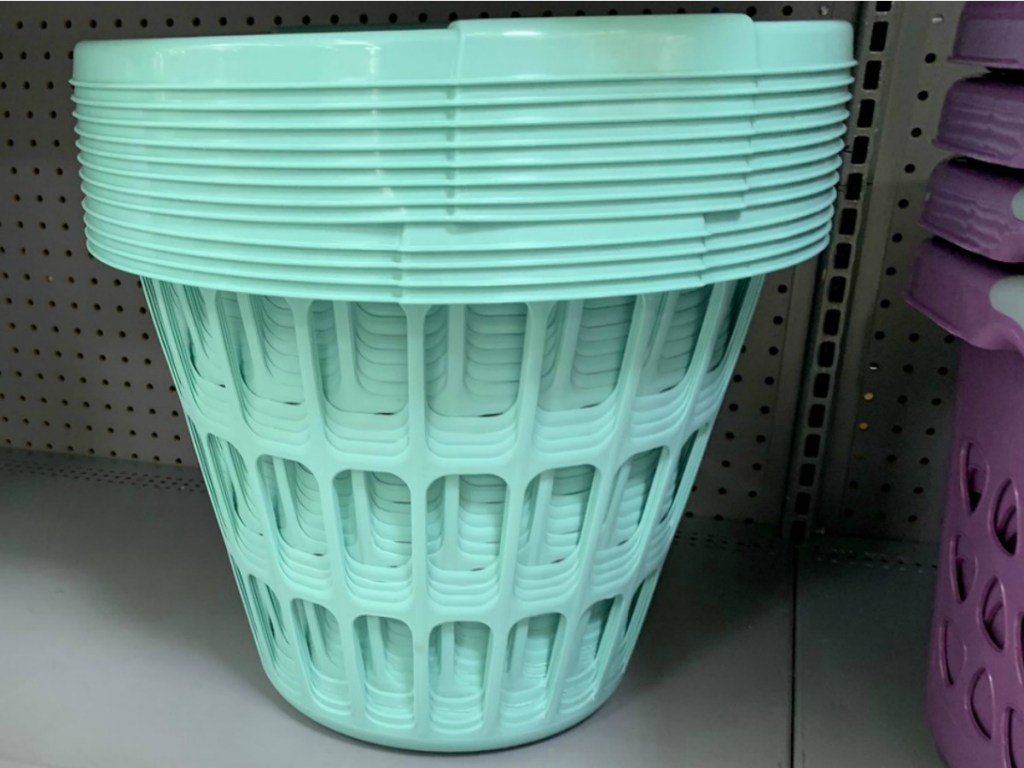 Walmart Mint Clothes Basket on shelf in store
