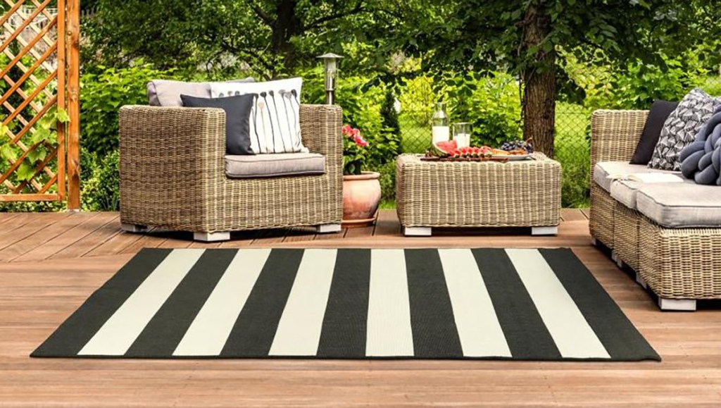 garden treasures black and white striped rug