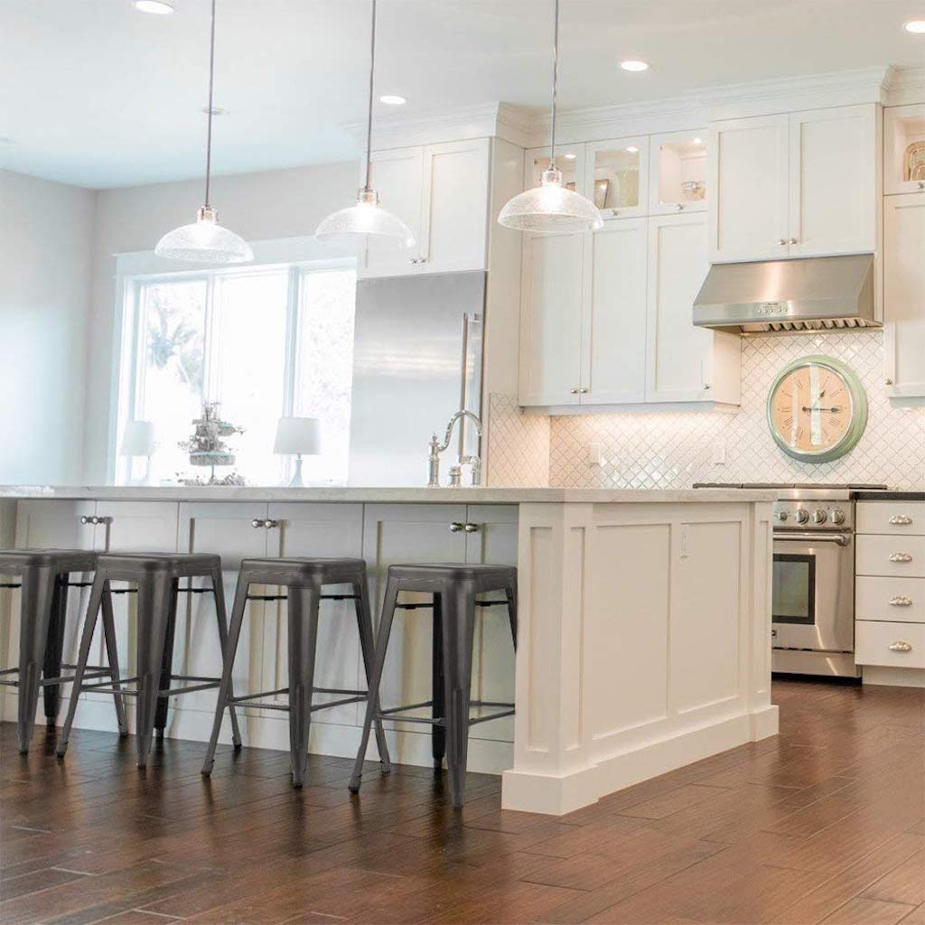 Set of bar stools in kitchen