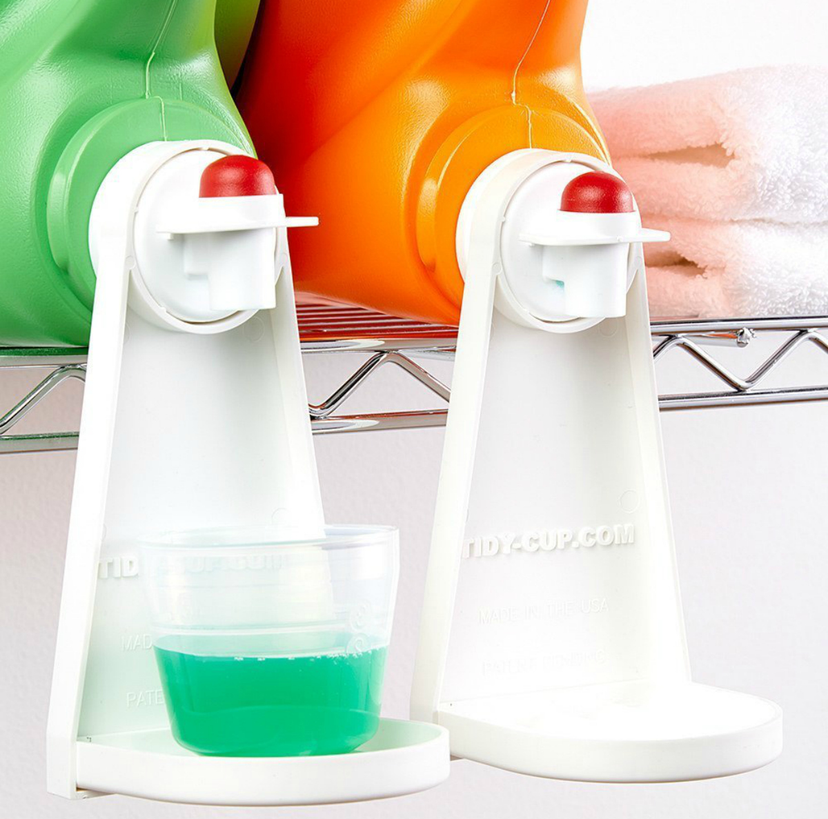 orange and green detergent with dispensers
