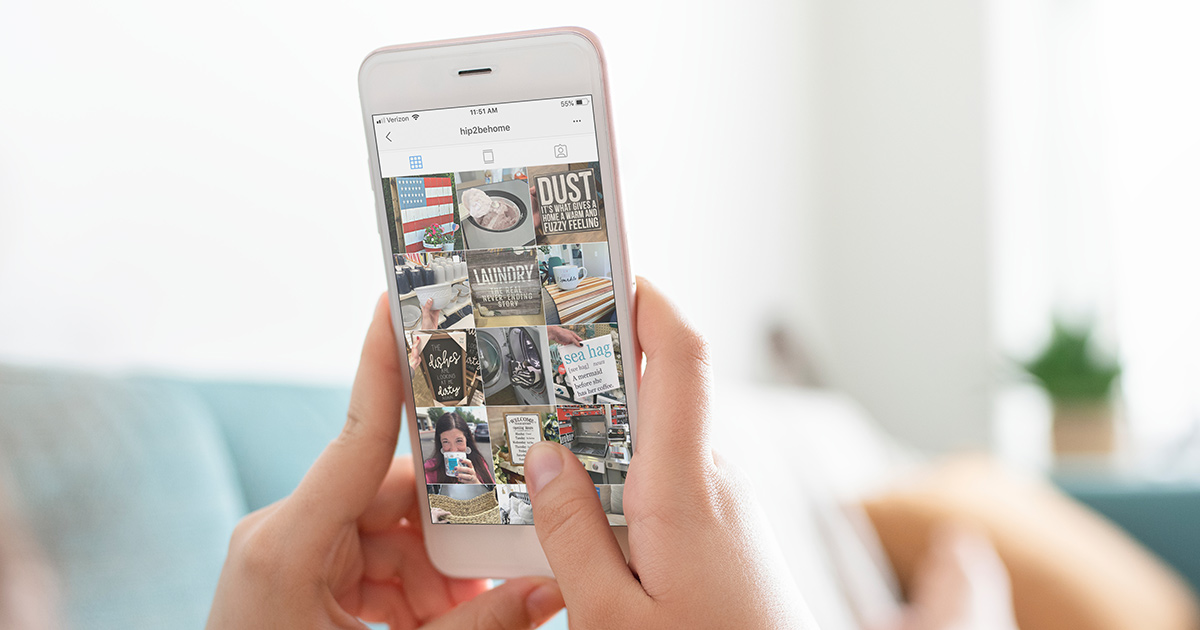 http://Hip2BeHome%20Instagram%20page%20on%20phone