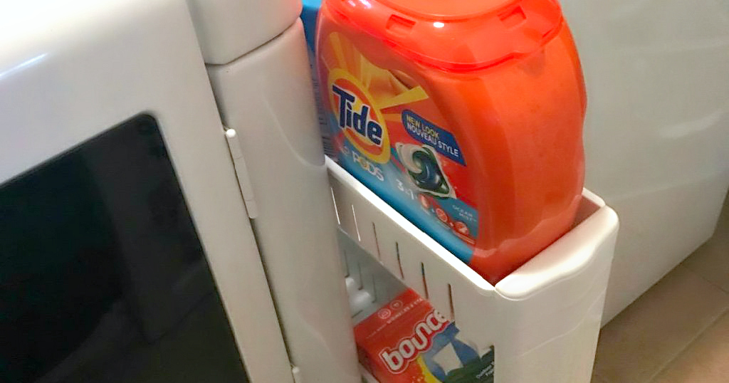 laundry organizer with Tide PODS