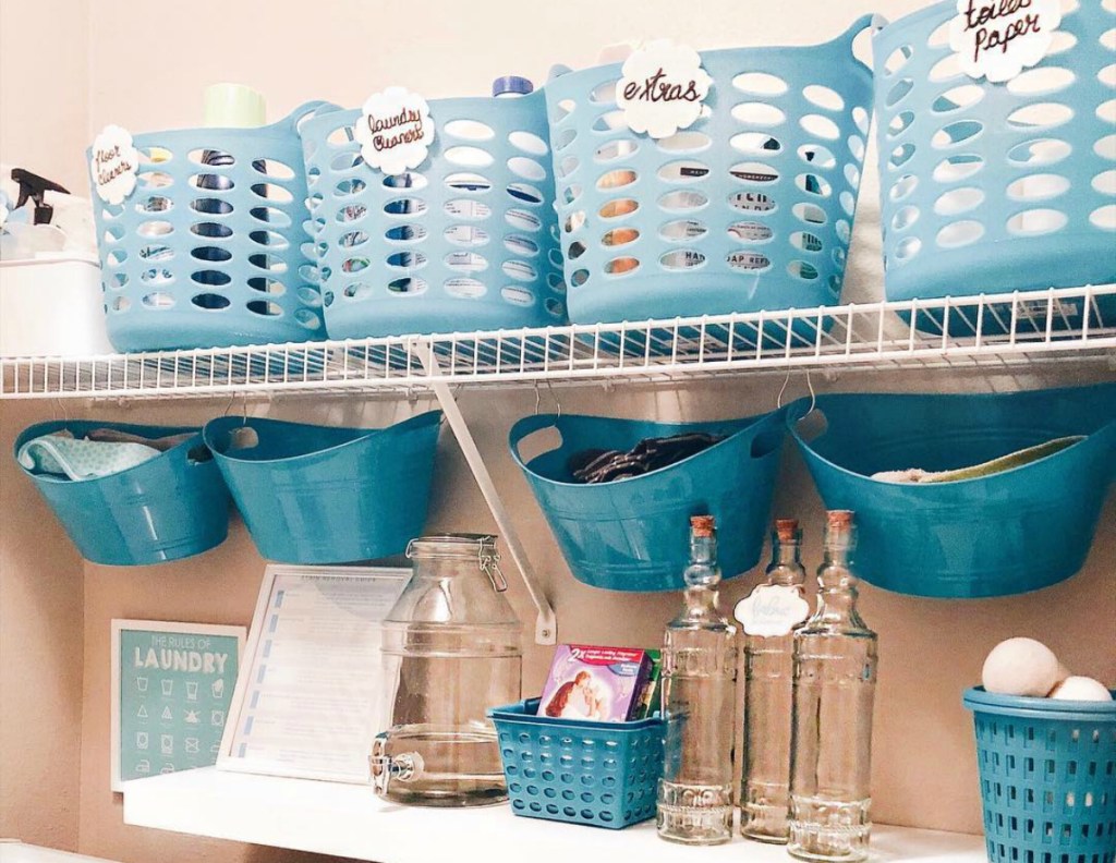 laundry room with dollar tree baskets