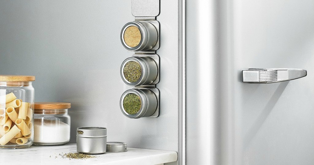 martha stewart spice rack on refrigerator