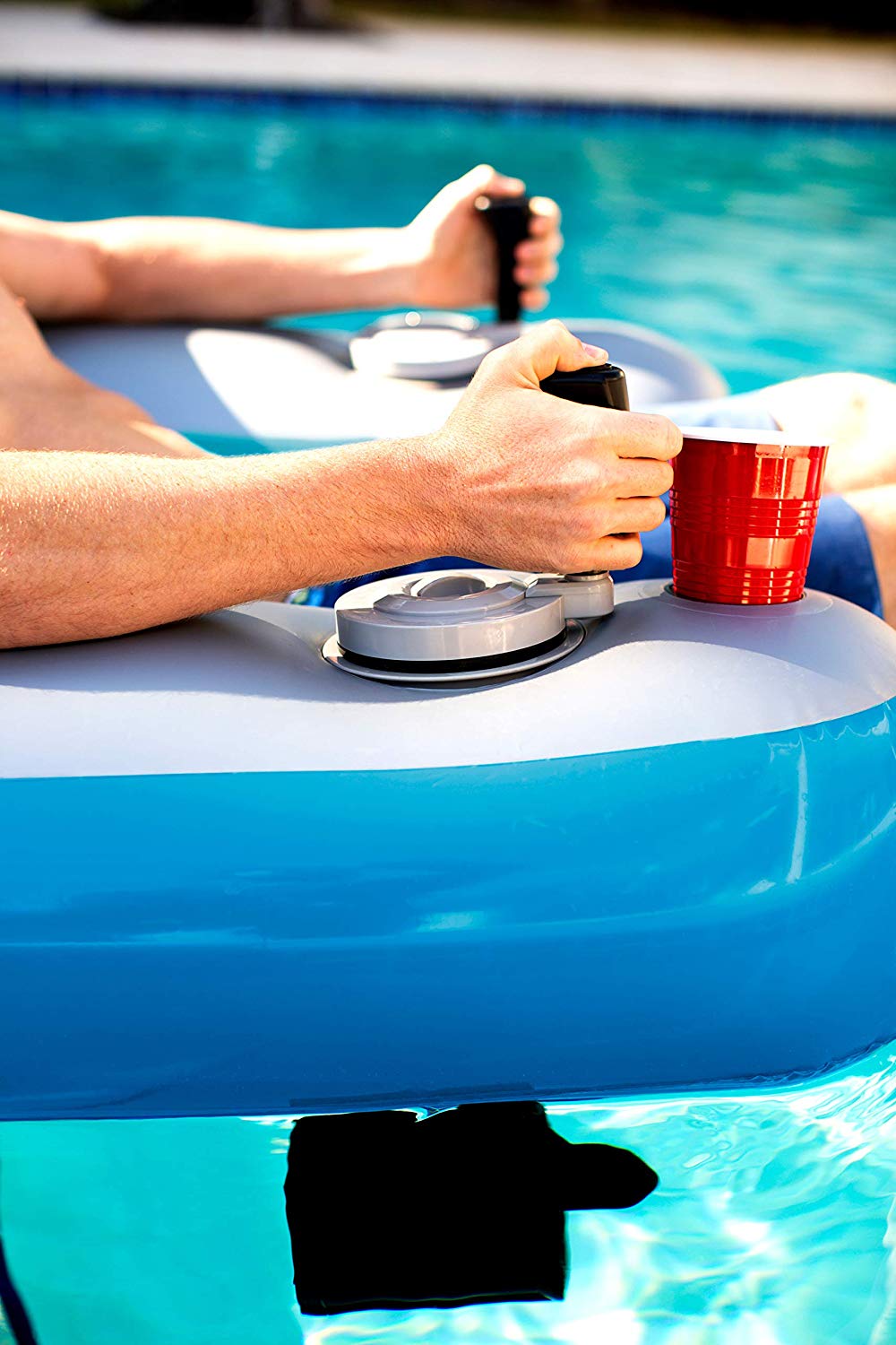 motorized pool float with joy stick controllers 