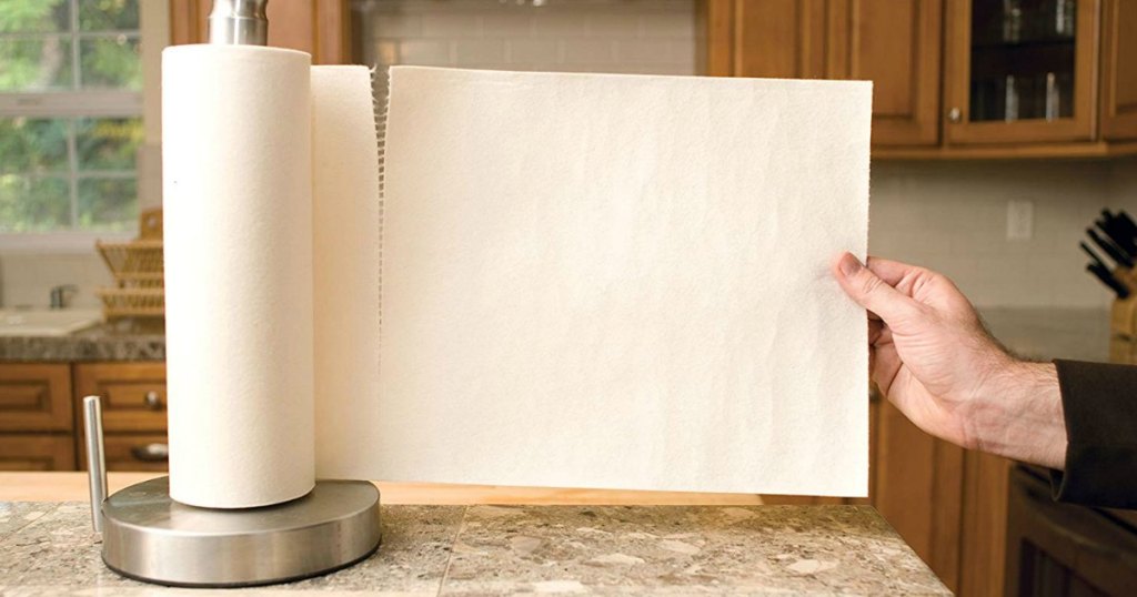 pulling out reusable paper towels 