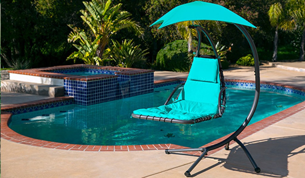 teal hanging lounge chair