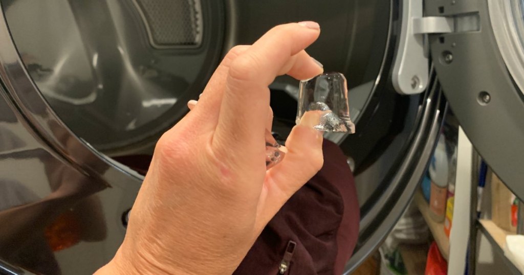 Throwing ice cube in dryer  