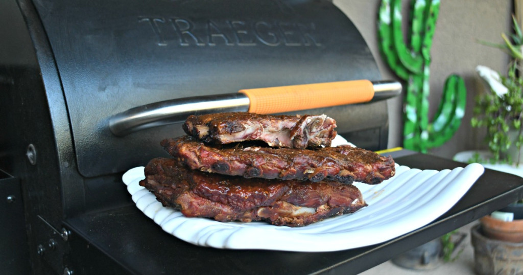traeger grill with fresh ribs