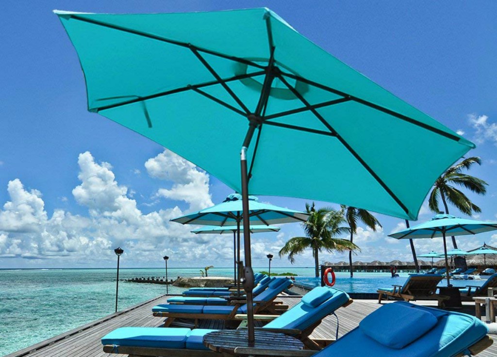 turquoise patio umbrella