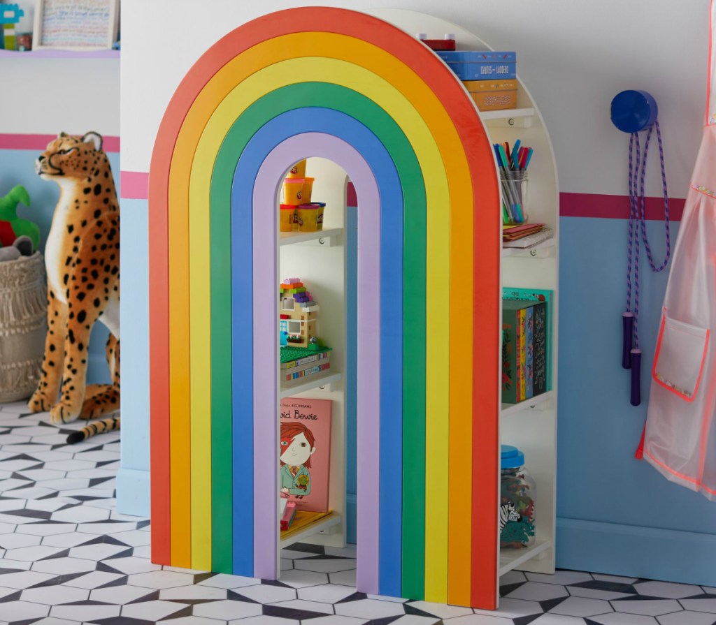 Flower Kids rainbow bookshelf