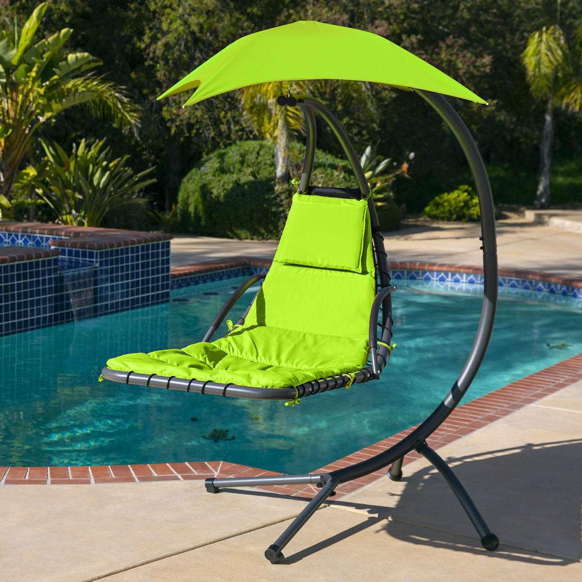 hanging lounge chair with umbrella