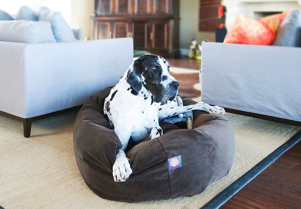 dog laying on Majestic Pet Suede Dog Bed