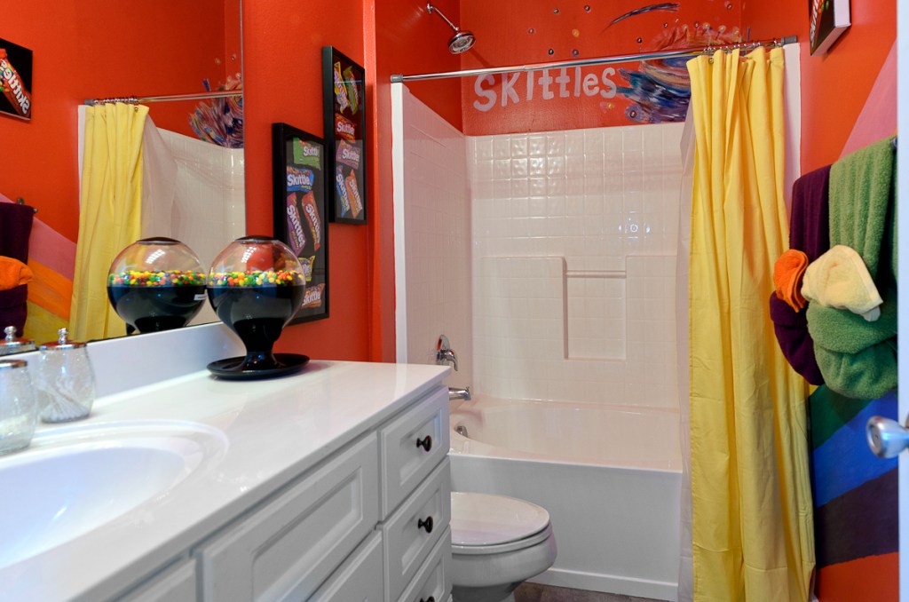 bathroom with skittles theme