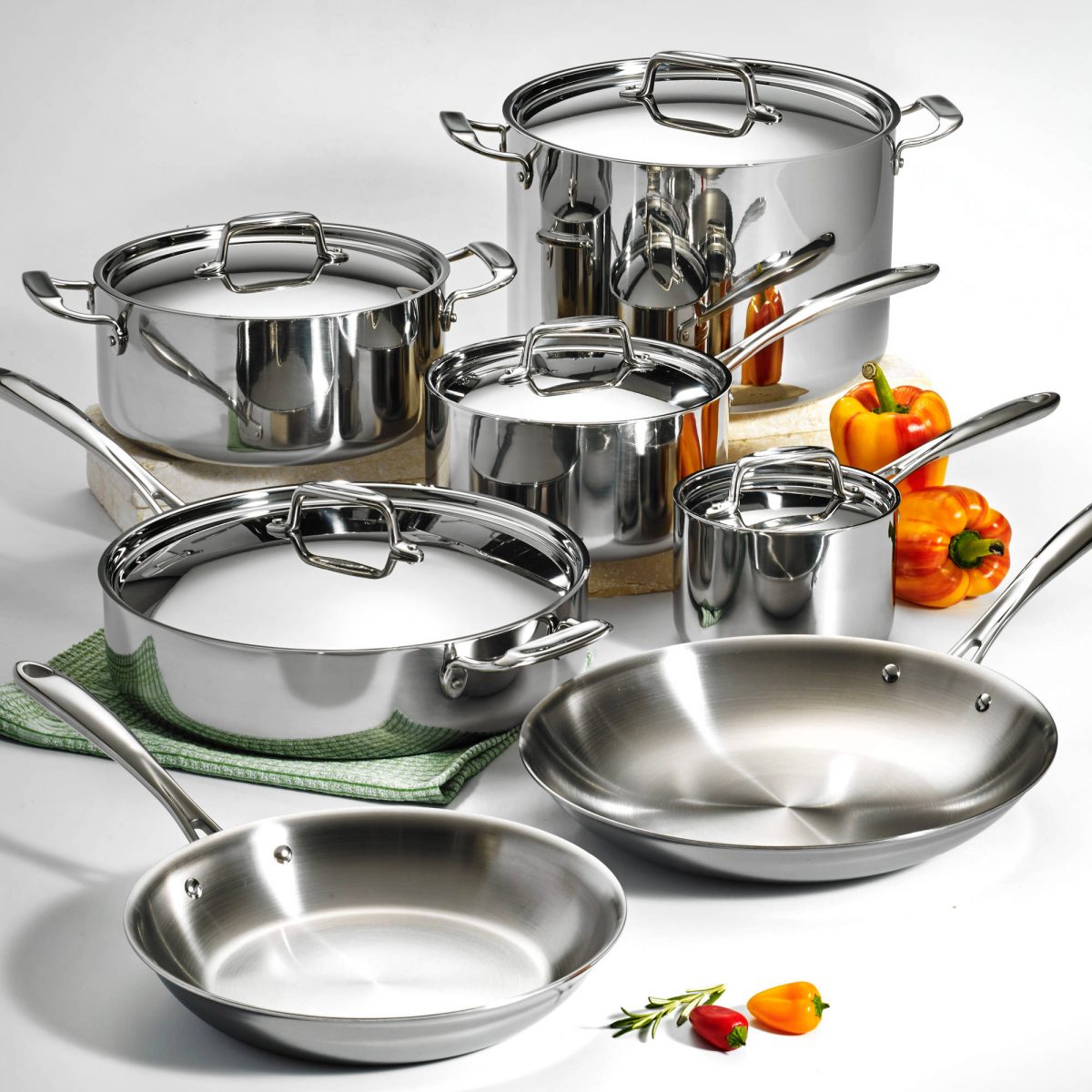 Tramontina 12-Piece Stainless Steel Tri-Ply Clad Cookware Set