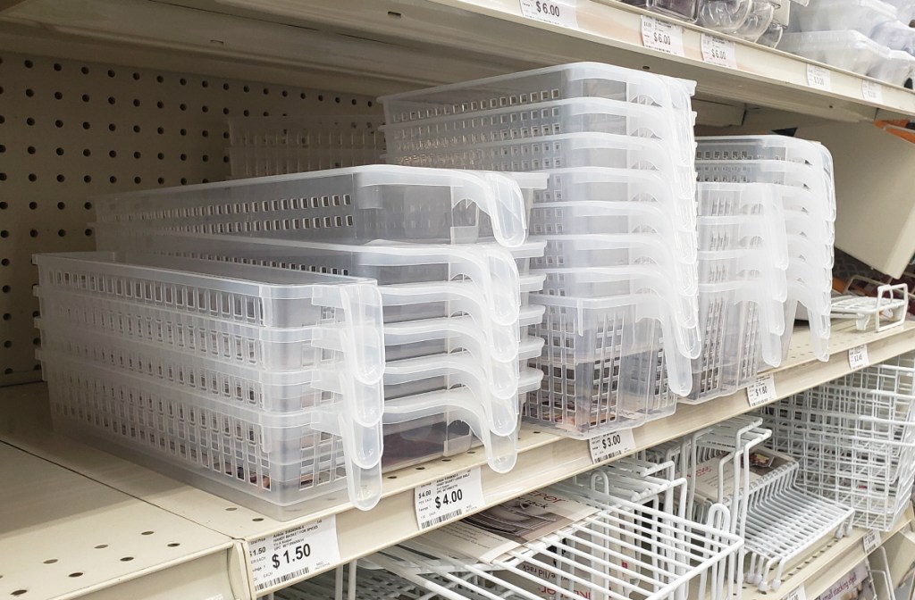 clear storage baskets with handles