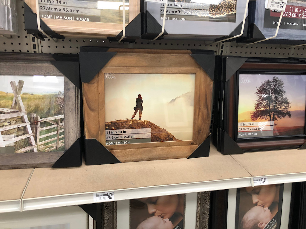 Michaels photo frames displayed on shelf