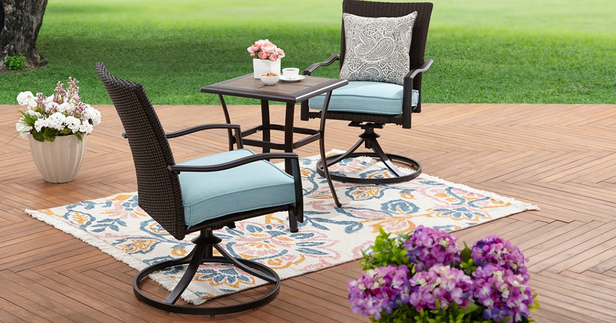 patio furniture set with outdoor rug