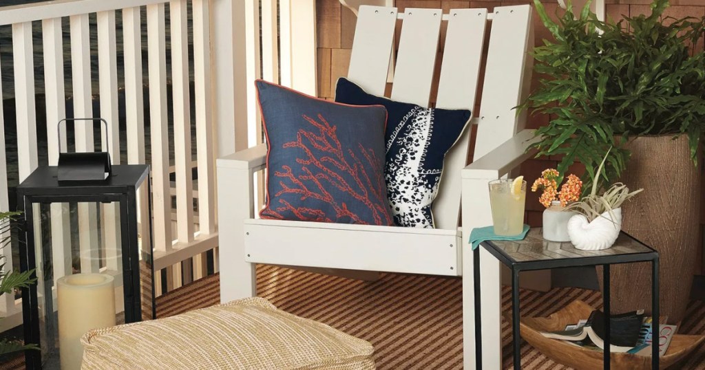 White Wood Patio Adirondack Chair on front porch 